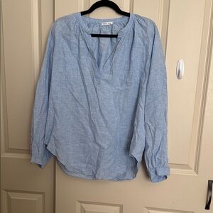 Blue Women's Top. Linen. Boutique and high end stores